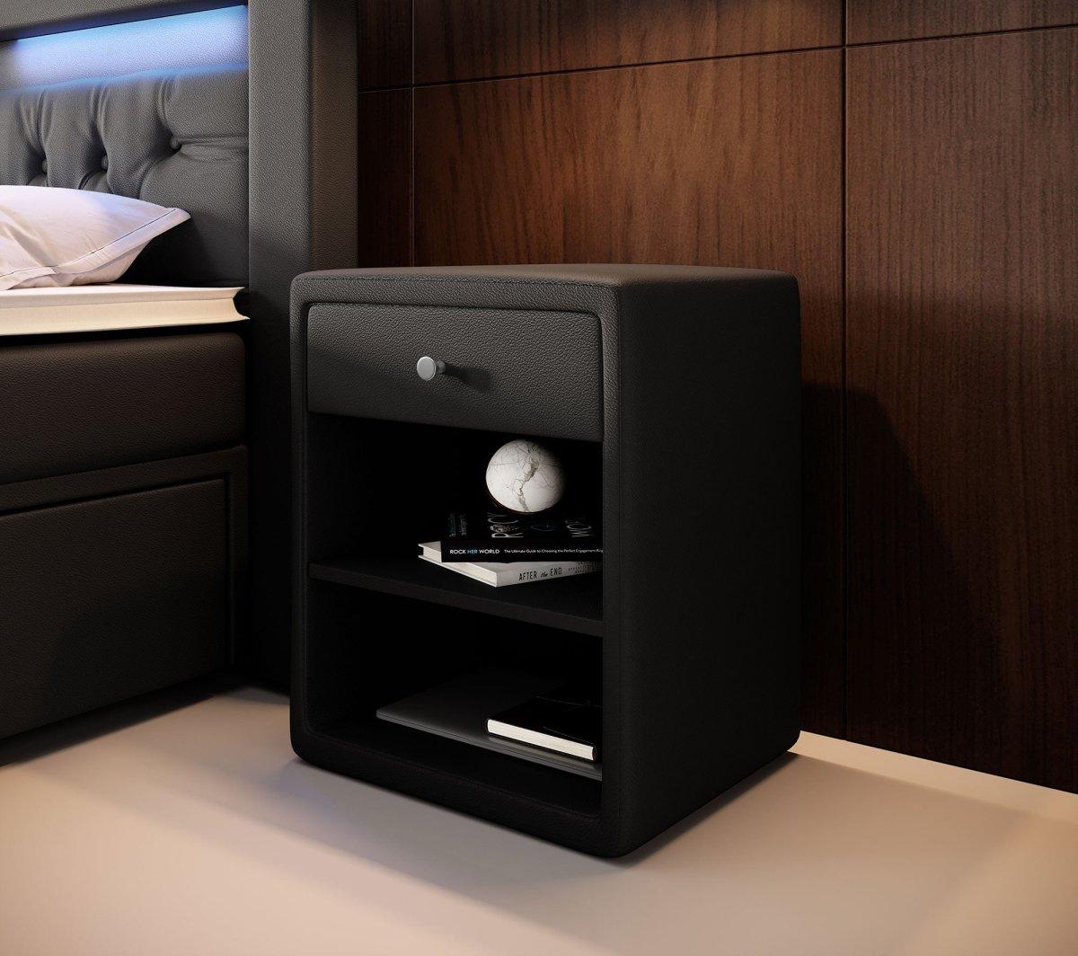 Eleganter Designer Nachttisch Sky aus Kunstleder – Modernes Schlafzimmer-Highlight mit Stauraum