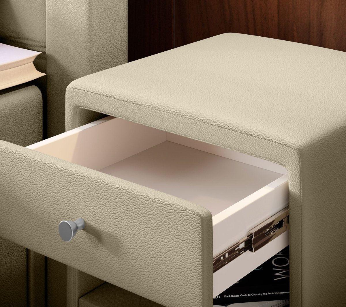 Eleganter Designer Nachttisch Sky aus Kunstleder – Modernes Schlafzimmer-Highlight mit Stauraum