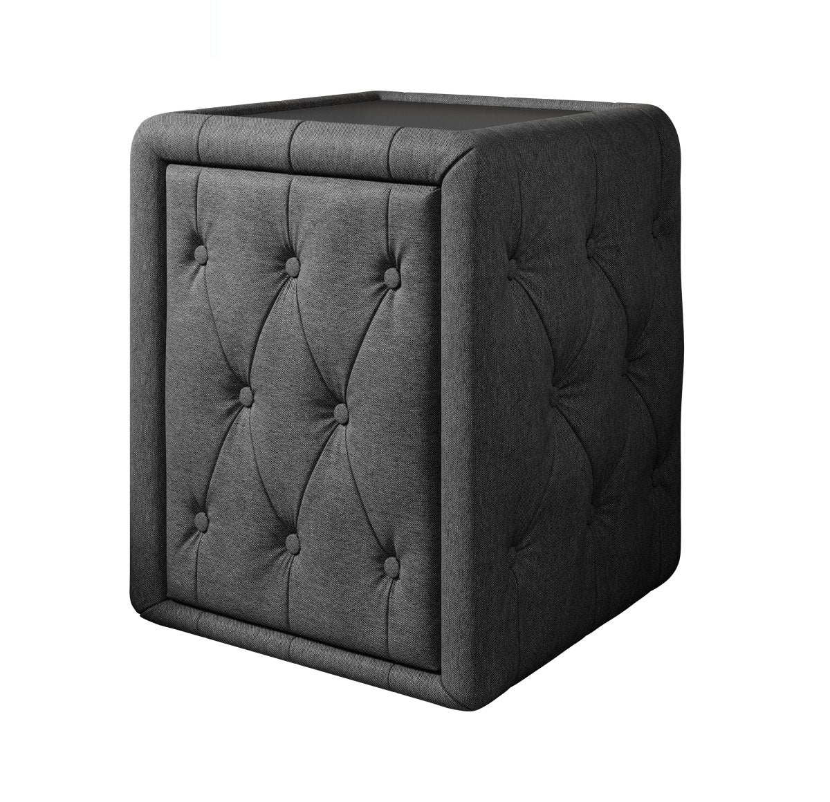 Eleganter Designer Nachttisch Tria aus Stoff – Modernes Schlafzimmer Nachtkästchen
