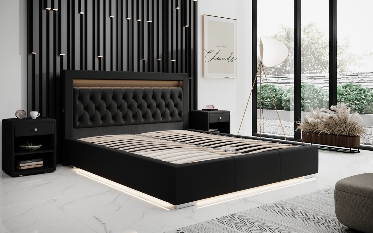 Infinity Designer Polsterbett: RGB-LED, USB-Ladefunktion, cleverer Stauraum inklusive