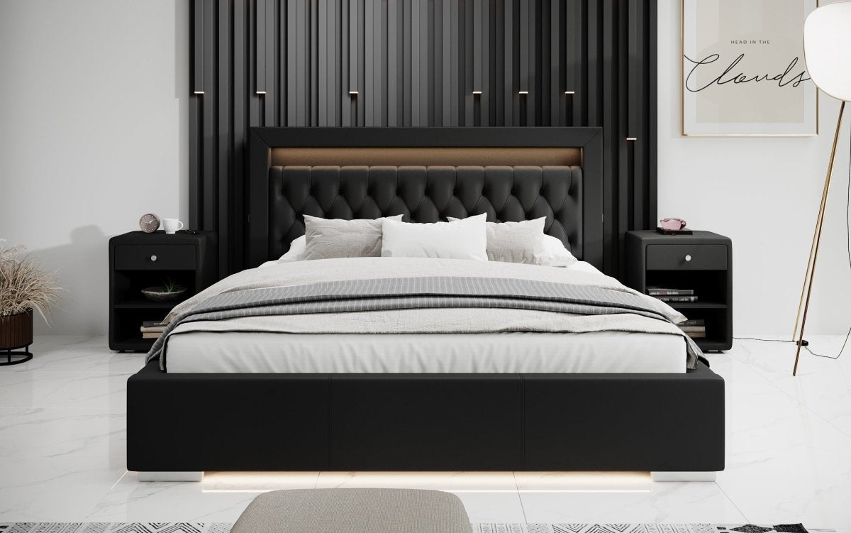 Infinity Designer Polsterbett: RGB-LED, USB-Ladefunktion, cleverer Stauraum inklusive