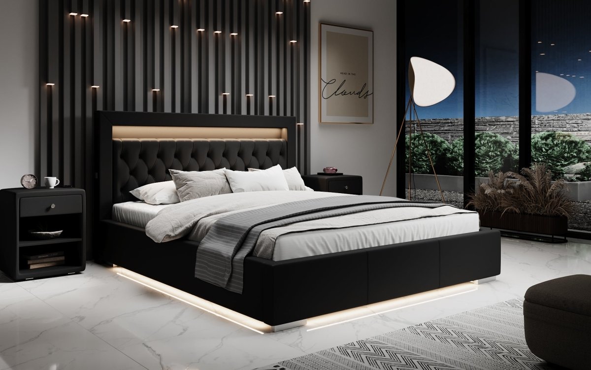 Infinity Designer Polsterbett: RGB-LED, USB-Ladefunktion, cleverer Stauraum inklusive