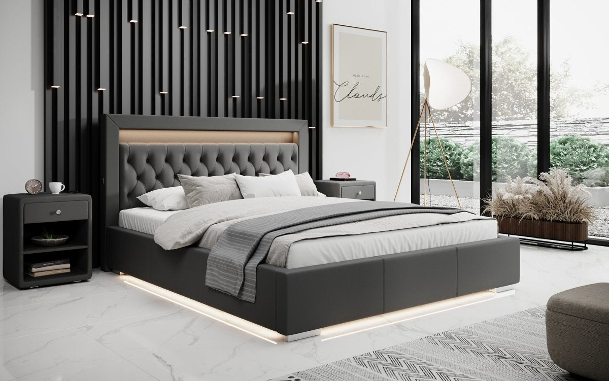 Infinity Designer Polsterbett: RGB-LED, USB-Ladefunktion, cleverer Stauraum inklusive