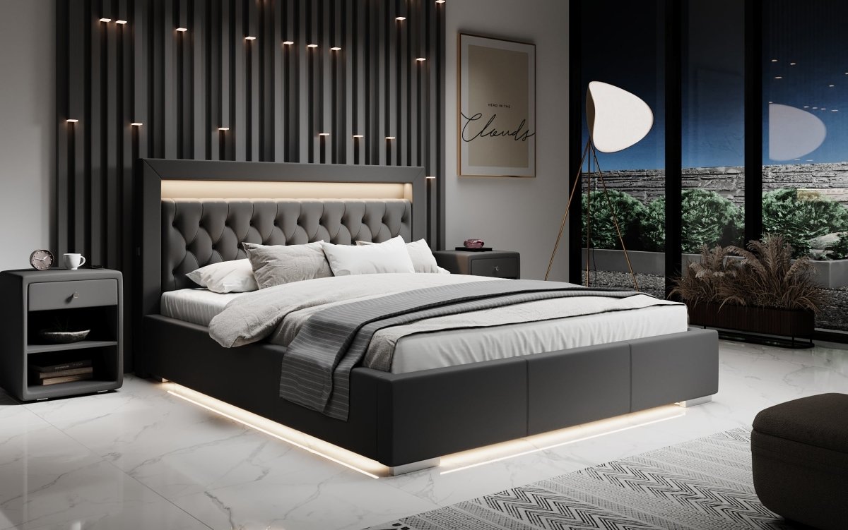 Infinity Designer Polsterbett: RGB-LED, USB-Ladefunktion, cleverer Stauraum inklusive