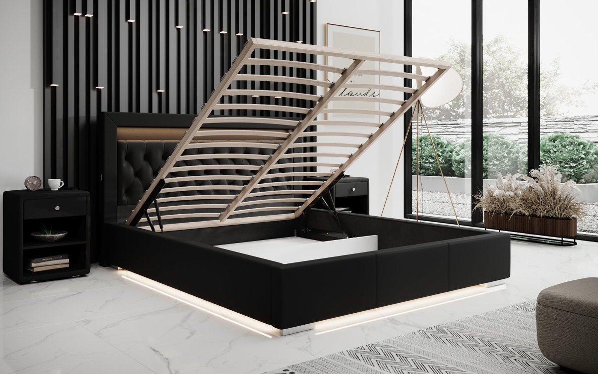 Infinity Designer Polsterbett: RGB-LED, USB-Ladefunktion, cleverer Stauraum inklusive
