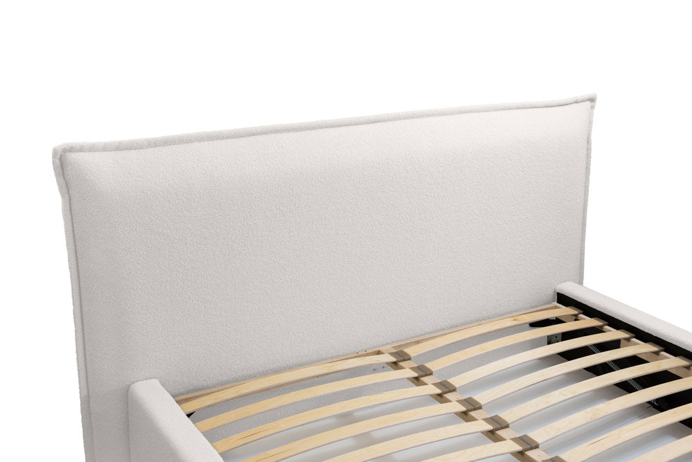 Luxuriöses Designer Bouclé Polsterbett Namino mit Großem Integriertem Stauraum