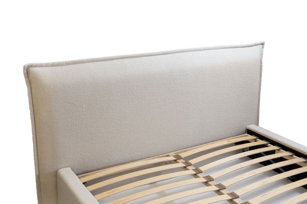 Luxuriöses Designer Bouclé Polsterbett Namino mit Großem Integriertem Stauraum