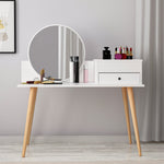 Lade das Bild in den Galerie-Viewer, Designer Schminktisch Angel: Eleganter Spiegel, Clevere Schubladen, Stilvolle Holzoptik

