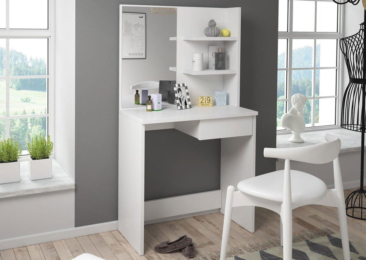 Eleganter Designer Schminktisch Charme mit Spiegel, Schublade und praktischem Stauraum