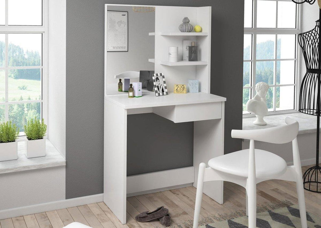 Eleganter Designer Schminktisch Charme mit Spiegel, Schublade und praktischem Stauraum