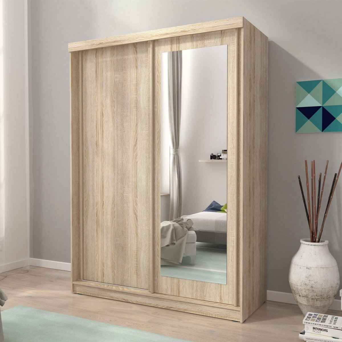 Aime Designer Kleiderschrank mit Schiebetüren und Spiegel – Platzwunder für Ihr Schlafzimmer