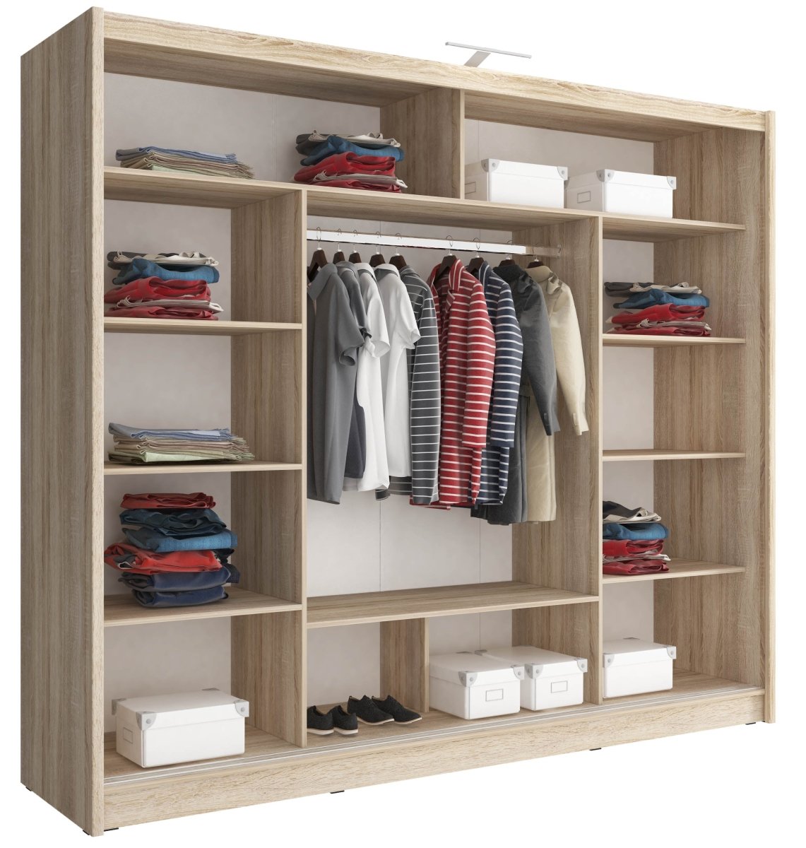 Eleganter Anisa Designer Kleiderschrank mit integrierter LED-Beleuchtung für Schlafzimmer