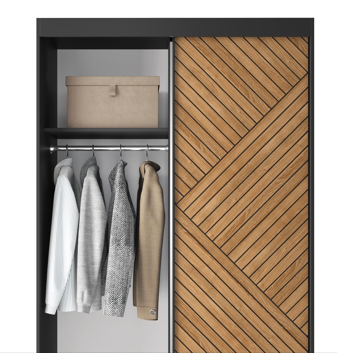 Eleganter Designer Kleiderschrank Murphy – Moderner Stauraum mit Optionalem Spiegel