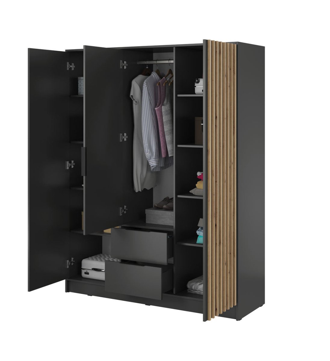 Niro Designer Kleiderschrank 155 cm: Eleganter Stauraum für Ihr Schlafzimmer