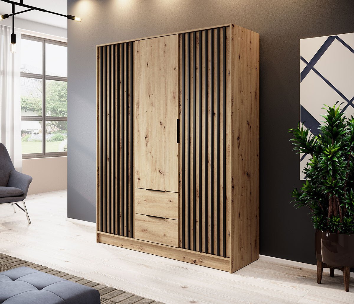 Niro Designer Kleiderschrank 155 cm: Eleganter Stauraum für Ihr Schlafzimmer