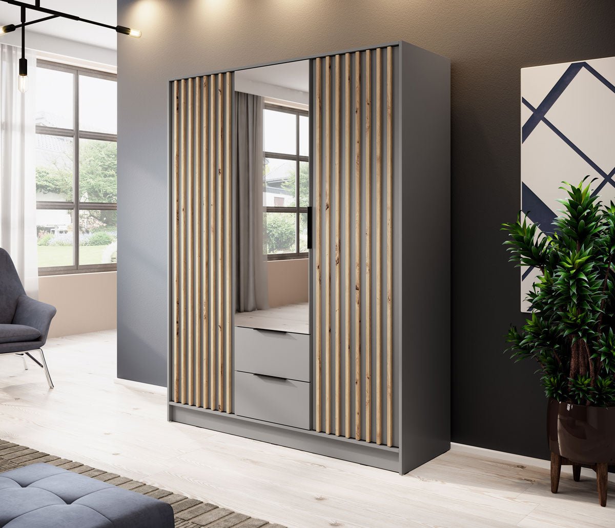 Niro Designer Kleiderschrank 155 cm: Eleganter Stauraum für Ihr Schlafzimmer