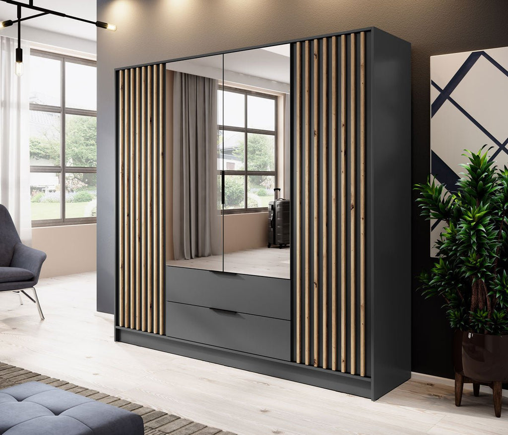 Niro Designer Kleiderschrank 206 cm: Stilvolle, geräumige Aufbewahrungslösung für Ihr Zuhause