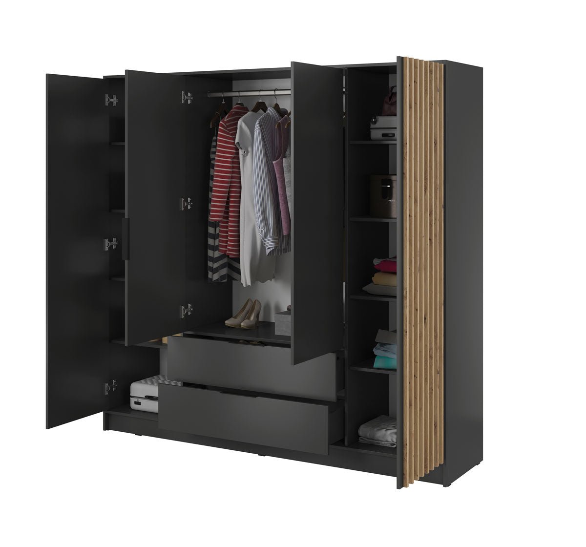 Niro Designer Kleiderschrank 206 cm: Stilvolle, geräumige Aufbewahrungslösung für Ihr Zuhause