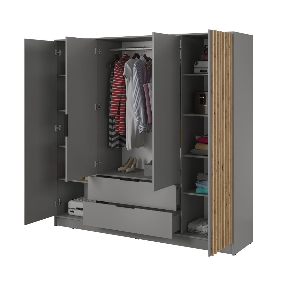 Niro Designer Kleiderschrank 206 cm: Stilvolle, geräumige Aufbewahrungslösung für Ihr Zuhause