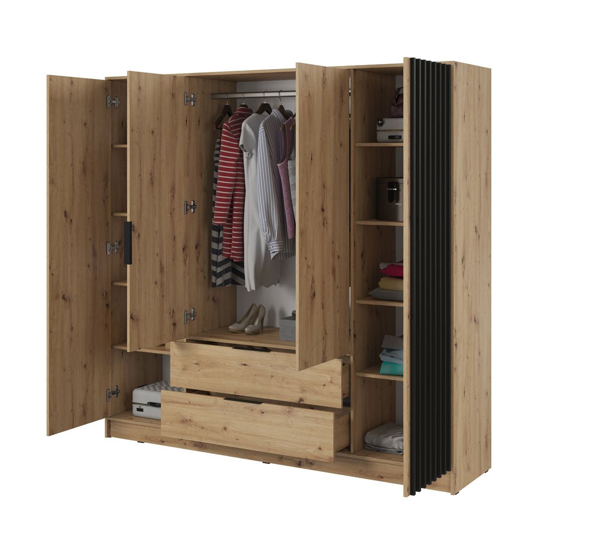 Niro Designer Kleiderschrank 206 cm: Stilvolle, geräumige Aufbewahrungslösung für Ihr Zuhause
