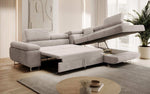 Lade das Bild in den Galerie-Viewer, Designer Ecksofa Aston: Schlaf- und Klappfunktion, Cord-Bezug, Stauraum
