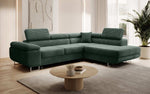 Lade das Bild in den Galerie-Viewer, Designer Ecksofa Aston: Schlaf- und Klappfunktion, Cord-Bezug, Stauraum
