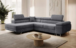 Lade das Bild in den Galerie-Viewer, Designer Ecksofa Aston: Schlaf- und Klappfunktion, Cord-Bezug, Stauraum
