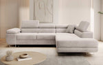 Lade das Bild in den Galerie-Viewer, Designer Ecksofa Aston: Schlaf- und Klappfunktion, Cord-Bezug, Stauraum

