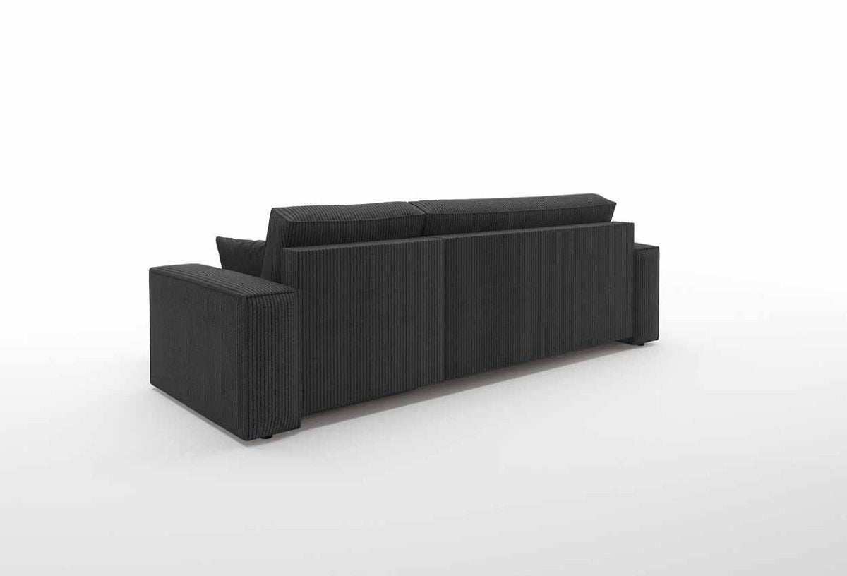 Cordario Designer Schlafsofa mit Stauraumfunktion, bequeme Eckcouch aus Cordstoff