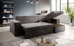 Lade das Bild in den Galerie-Viewer, Designer Ecksofa Denver Samt mit Schlaffunktion – Verwandlungsfähige L-Form Couch
