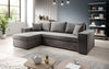Designer Ecksofa Denver Samt mit Schlaffunktion – Verwandlungsfähige L-Form Couch