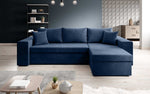 Lade das Bild in den Galerie-Viewer, Designer Ecksofa Denver Samt mit Schlaffunktion – Verwandlungsfähige L-Form Couch
