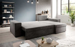 Lade das Bild in den Galerie-Viewer, Designer Ecksofa Denver Samt mit Schlaffunktion – Verwandlungsfähige L-Form Couch
