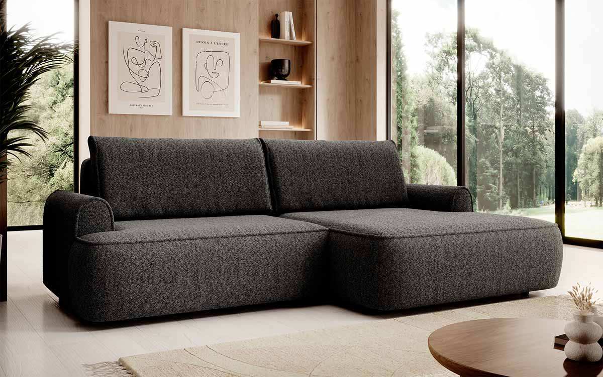 Elegantes Designer Ecksofa Onelio mit integriertem Stauraum und praktischer Schlaffunktion