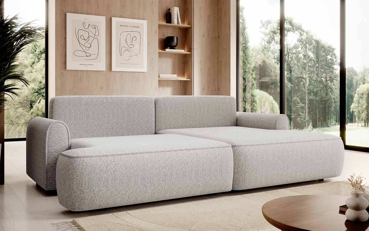 Elegantes Designer Ecksofa Onelio mit integriertem Stauraum und praktischer Schlaffunktion