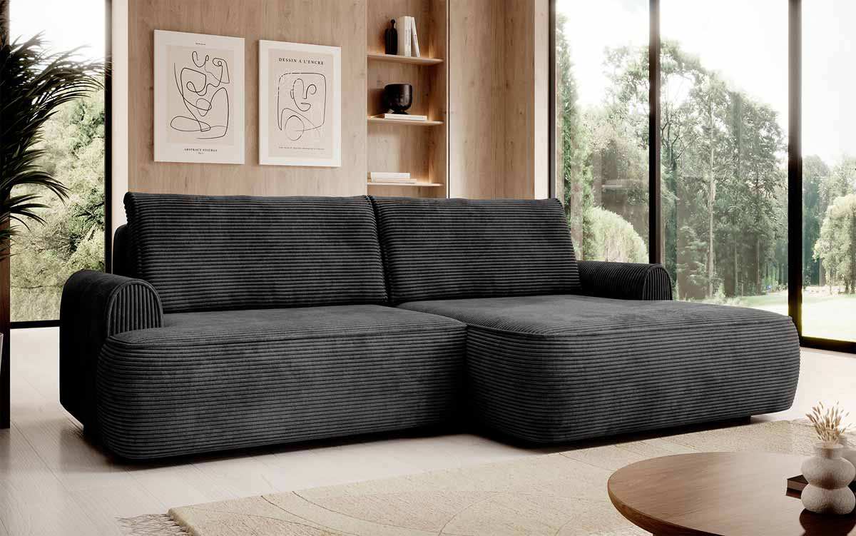 Elegantes Designer Ecksofa Onelio mit integriertem Stauraum und praktischer Schlaffunktion