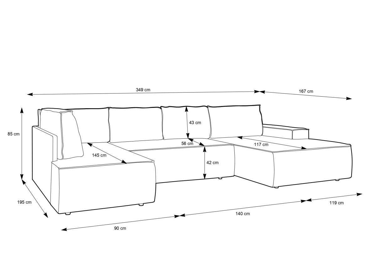 Designer Schlafsofa Rondo: Großes U-Form Cord Sofa mit Schlaffunktion