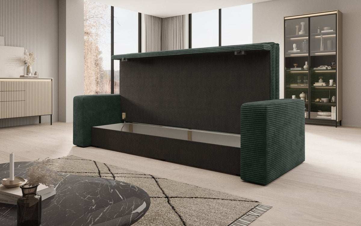 Luxuriöses Designer Cord Sofa Tilo mit Schlaf- und Klappfunktion, Stauraum-Option