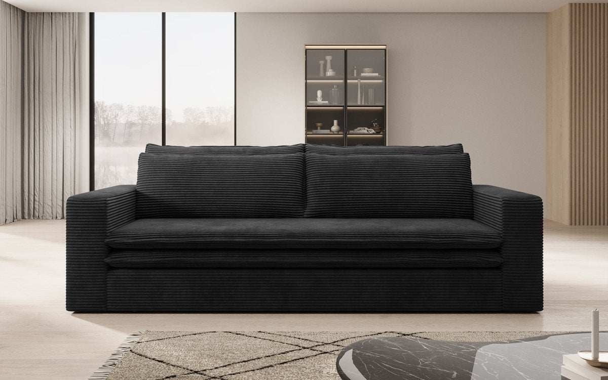 Luxuriöses Designer Cord Sofa Tilo mit Schlaf- und Klappfunktion, Stauraum-Option