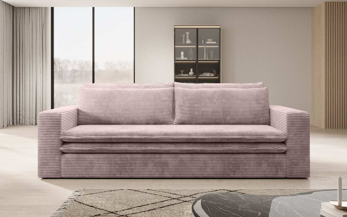 Luxuriöses Designer Cord Sofa Tilo mit Schlaf- und Klappfunktion, Stauraum-Option