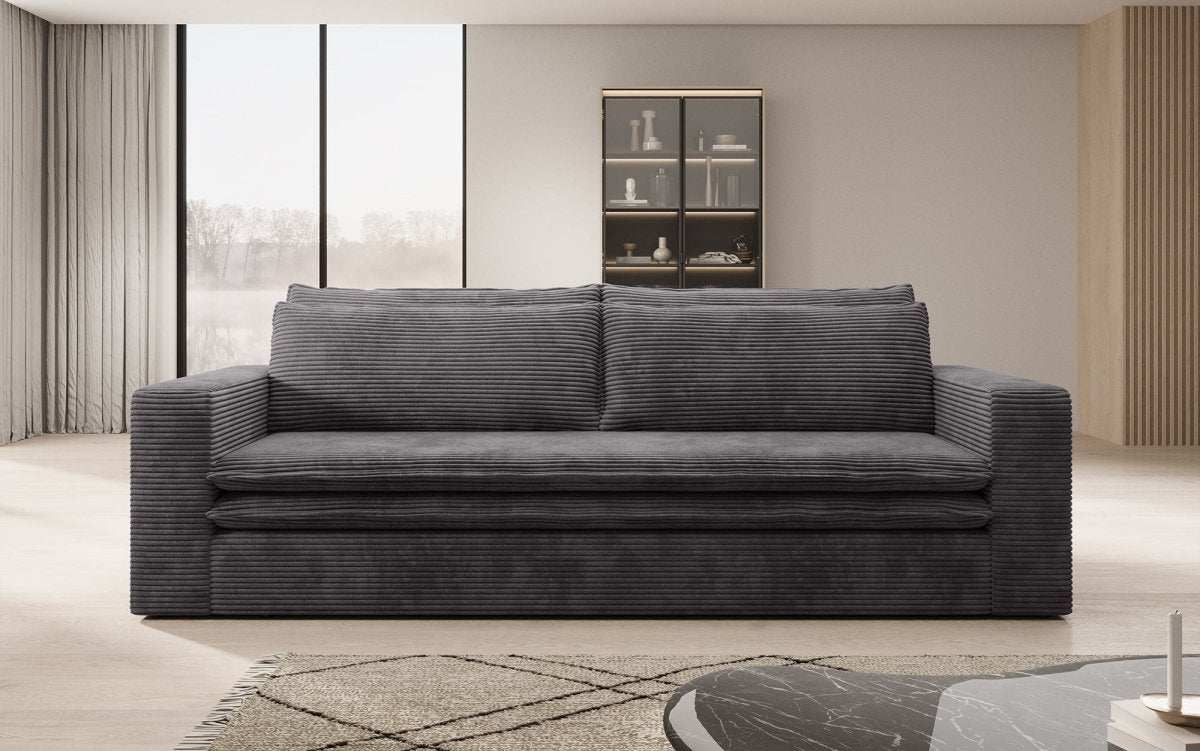 Luxuriöses Designer Cord Sofa Tilo mit Schlaf- und Klappfunktion, Stauraum-Option