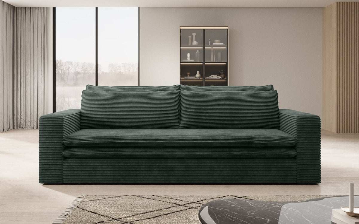 Luxuriöses Designer Cord Sofa Tilo mit Schlaf- und Klappfunktion, Stauraum-Option