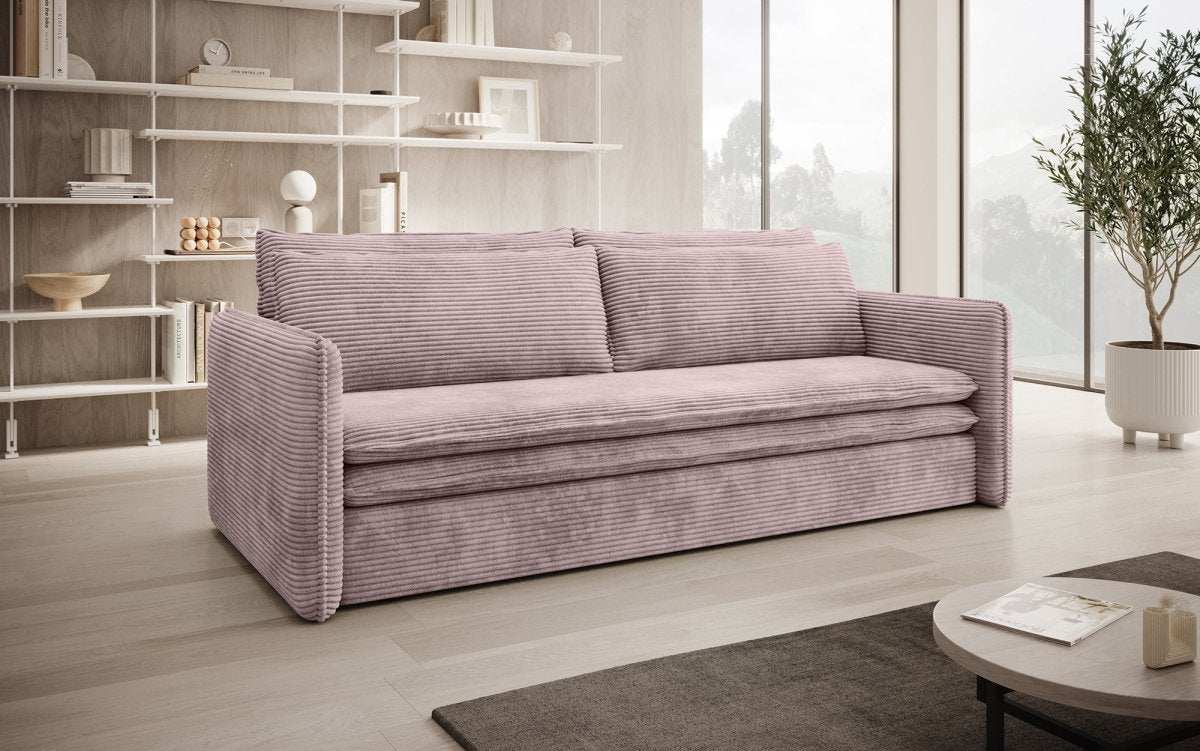 Tilo Slim Designer Cord Schlafsofa mit Klappfunktion und Integriertem Stauraum