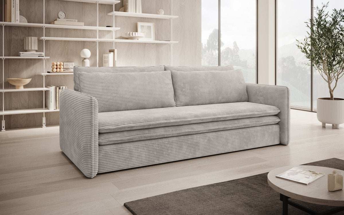 Tilo Slim Designer Cord Schlafsofa mit Klappfunktion und Integriertem Stauraum