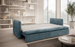 Lade das Bild in den Galerie-Viewer, Tilo Slim Designer Cord Schlafsofa mit Klappfunktion und Integriertem Stauraum
