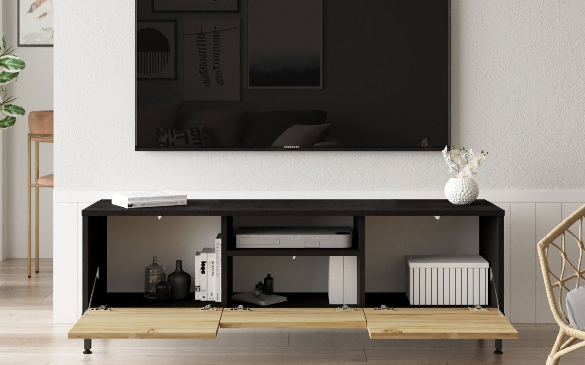 Modernes Designer TV-Lowboard Cortino mit Stauraum, Eiche/Anthrazit, Elegantes Wohnzimmer Sideboard