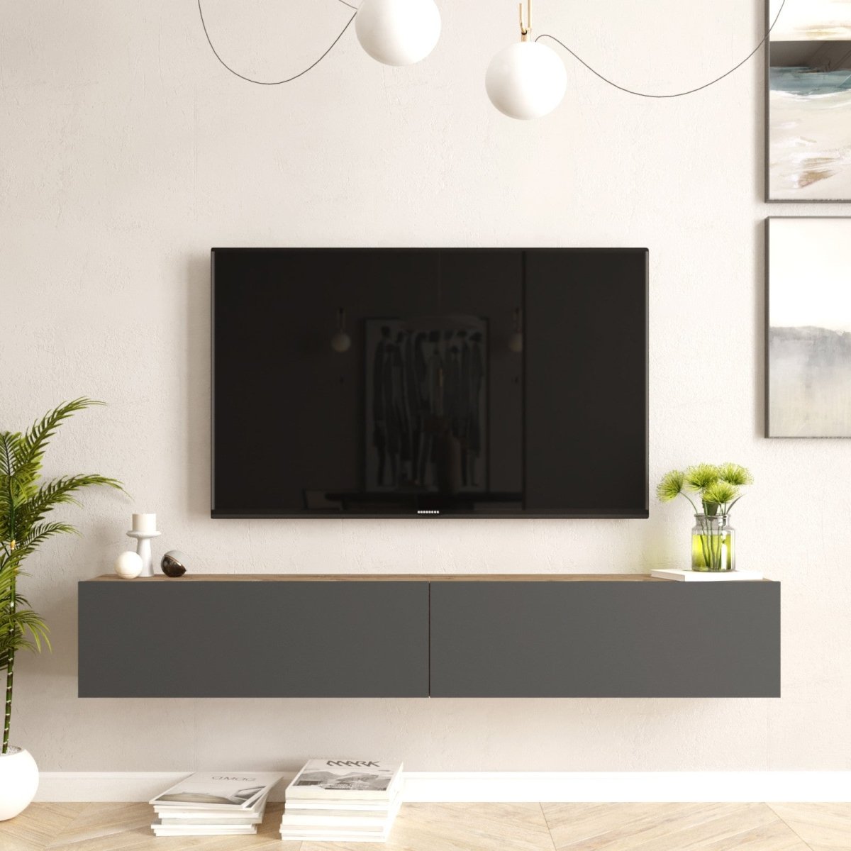 Designer TV Lowboard Banzi: Schwebendes, modernes Medienmöbel mit stilvollen Optionen