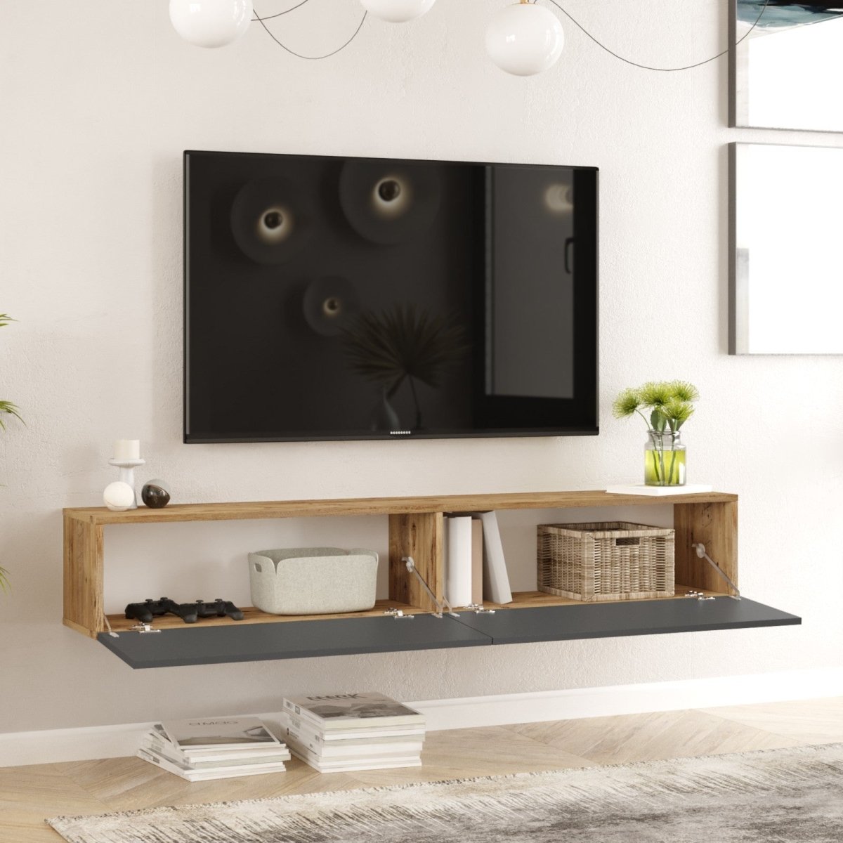 Designer TV Lowboard Banzi: Schwebendes, modernes Medienmöbel mit stilvollen Optionen