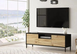 Lade das Bild in den Galerie-Viewer, Modernes Designer TV-Lowboard Cortino mit Stauraum, Eiche/Anthrazit, Elegantes Wohnzimmer Sideboard
