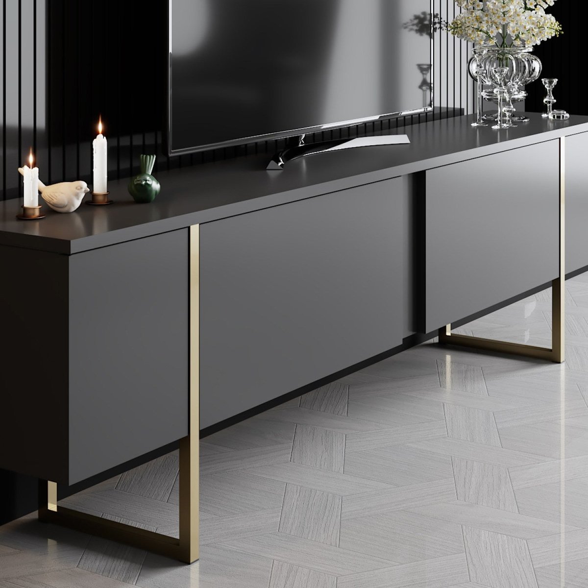 Modernes Designer TV Lowboard Lunano – Stilvolles Medienregal für Wohnzimmer